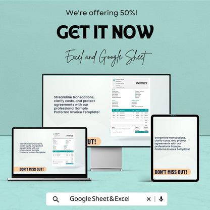 Basic Proforma Invoice Template | Excel & Google Sheet | Business Invoice Format | Editable Proforma Bill Template | Printable Invoice Sheet