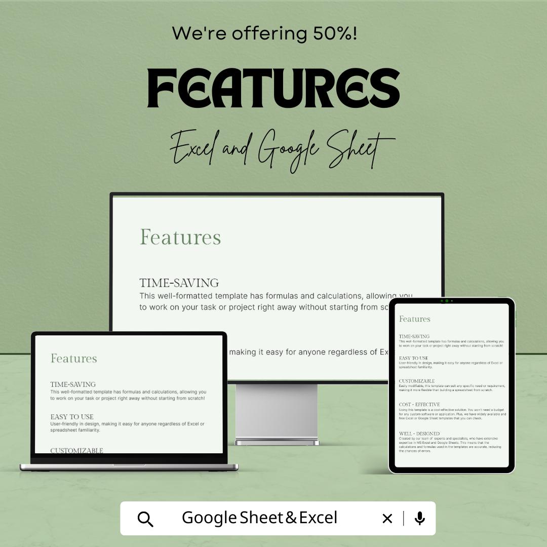 Software Project Price Quotation Sheet | Excel & Google Sheets Template | Editable Business Quotation Form | Printable Software Quote