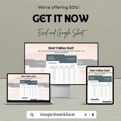 Event Budget Forecast Template | Event Budget Planner Spreadsheet | Expense Tracker | Google Sheets and Excel