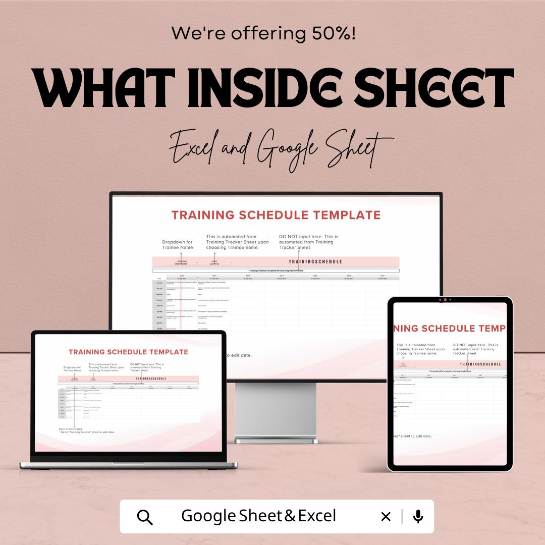 Training Schedule Template | Training Planner Excel | Employee Training Tracker Google Sheets | Training Management Template