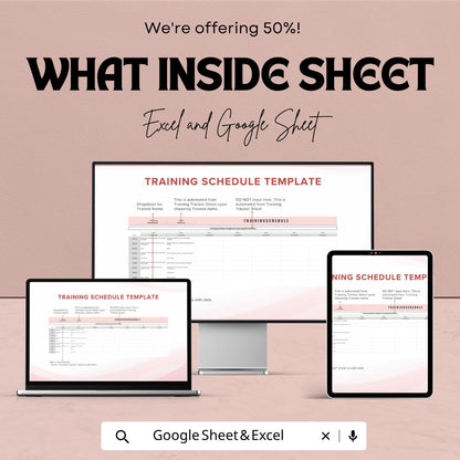 Training Schedule Template | Training Planner Excel | Employee Training Tracker Google Sheets | Training Management Template