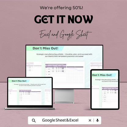 Manufacturing Planning Gantt Chart Sheet - Excel & Google Sheets Template for Production Scheduling and Task Management