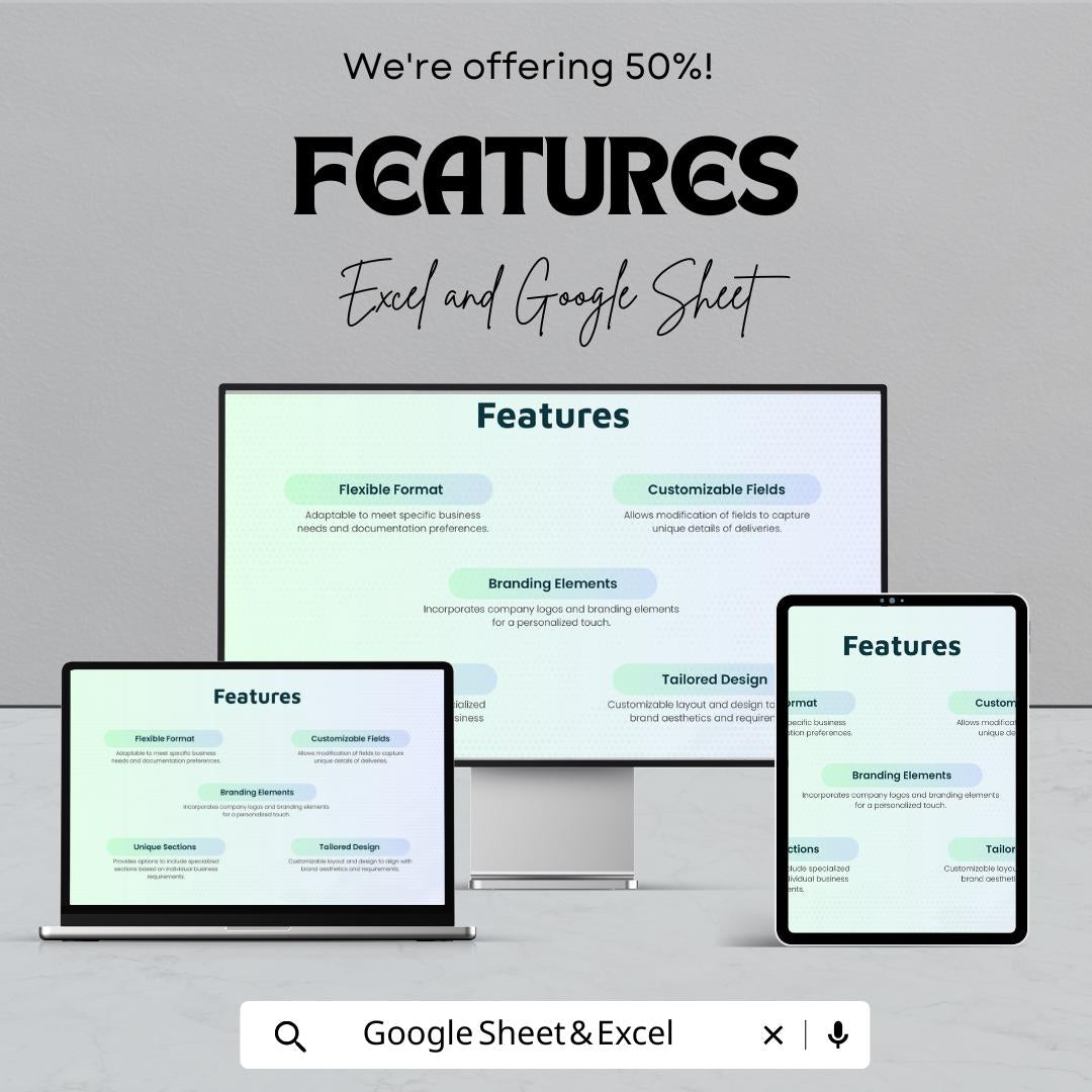 Custom Delivery Note Template for Excel and Google Sheets - Track Deliveries with Ease, Editable & Printable Delivery Sheet for Businesses