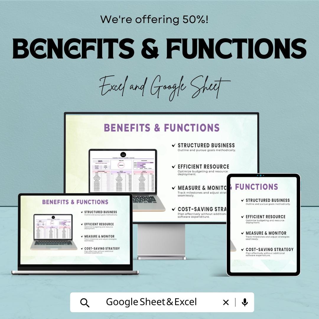 Annual Budget Sheet | Google Sheets & Excel Template | Yearly Financial Planner, Expense Tracker, Income Budget Spreadsheet