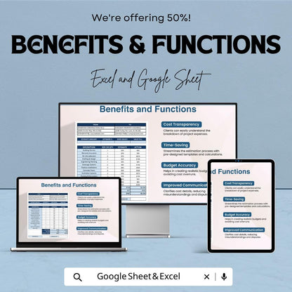 General Construction Estimate Template | Construction Cost Spreadsheet | Building Estimate Template | Excel & Google Sheets |