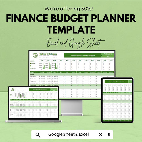 Finance Budget Planner Template | Monthly Budget Spreadsheet | Income and Expense Tracker | Financial Planning Sheet