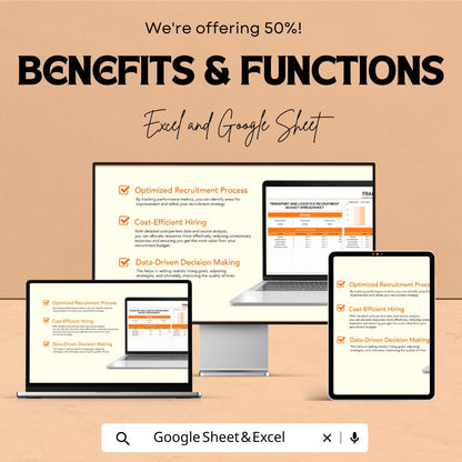 Transport and Logistics Recruitment Budget Spreadsheet Template | Hiring Cost Tracker | Excel & Google Sheets Budget Planner