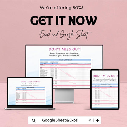 Travel Gantt Chart Template | Travel Planner Spreadsheet | Trip Itinerary Planner | Excel & Google Sheets | Vacation Planning Timeline