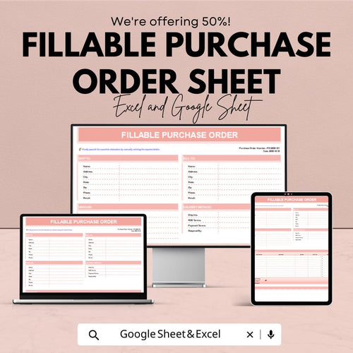 Fillable Purchase Order Sheet | Google Sheets Template | Streamline Procurement with Editable Template | Order Form | Instant Download