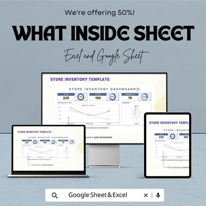 Store Inventory Sheet – Editable Excel & Google Sheet Template | Stock Tracking Dashboard | Quantity In/Out Tracker for Retail