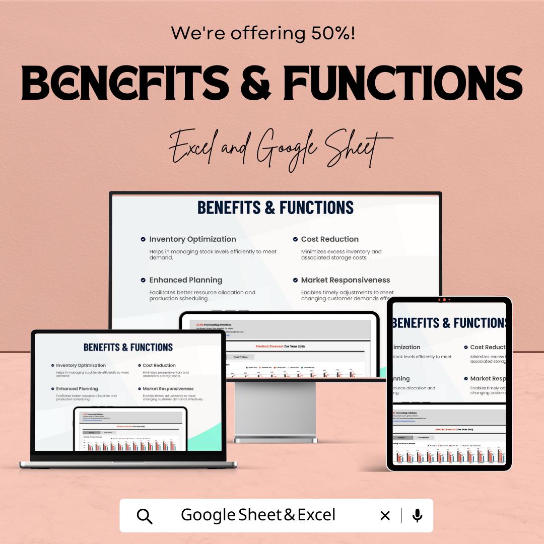 Forecast Product Template | Sales & Demand Forecast Spreadsheet | Inventory Planning Tool | Excel andGoogle Sheets