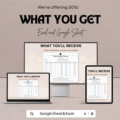 Startup Salary Scale Template | Employee Compensation Model | Salary Structure Spreadsheet | Payroll Planning Tool
