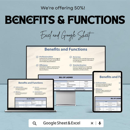 Shipping Bill of Lading Template | Freight Logistics Spreadsheet | Shipment Tracker | Excel & Google Sheets Template |