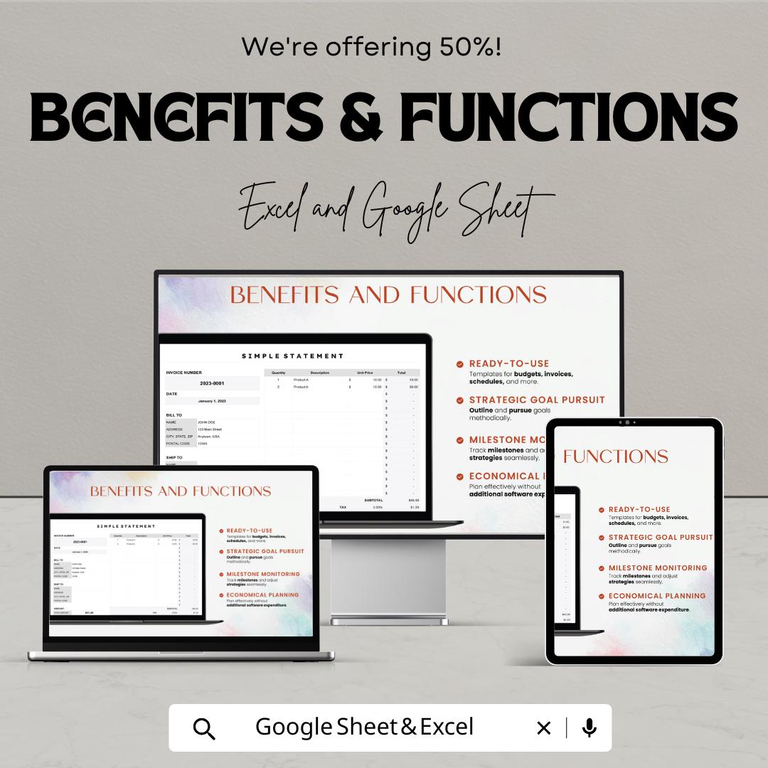 Simple Statement Sheet | Excel and Google Sheets Template | Printable Statement Form | Business Finance & Invoice Tracker |