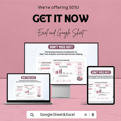 Analytics Data Dashboard - Track Metrics, Social Media, and Lead Generation Performance in Excel & Google Sheets