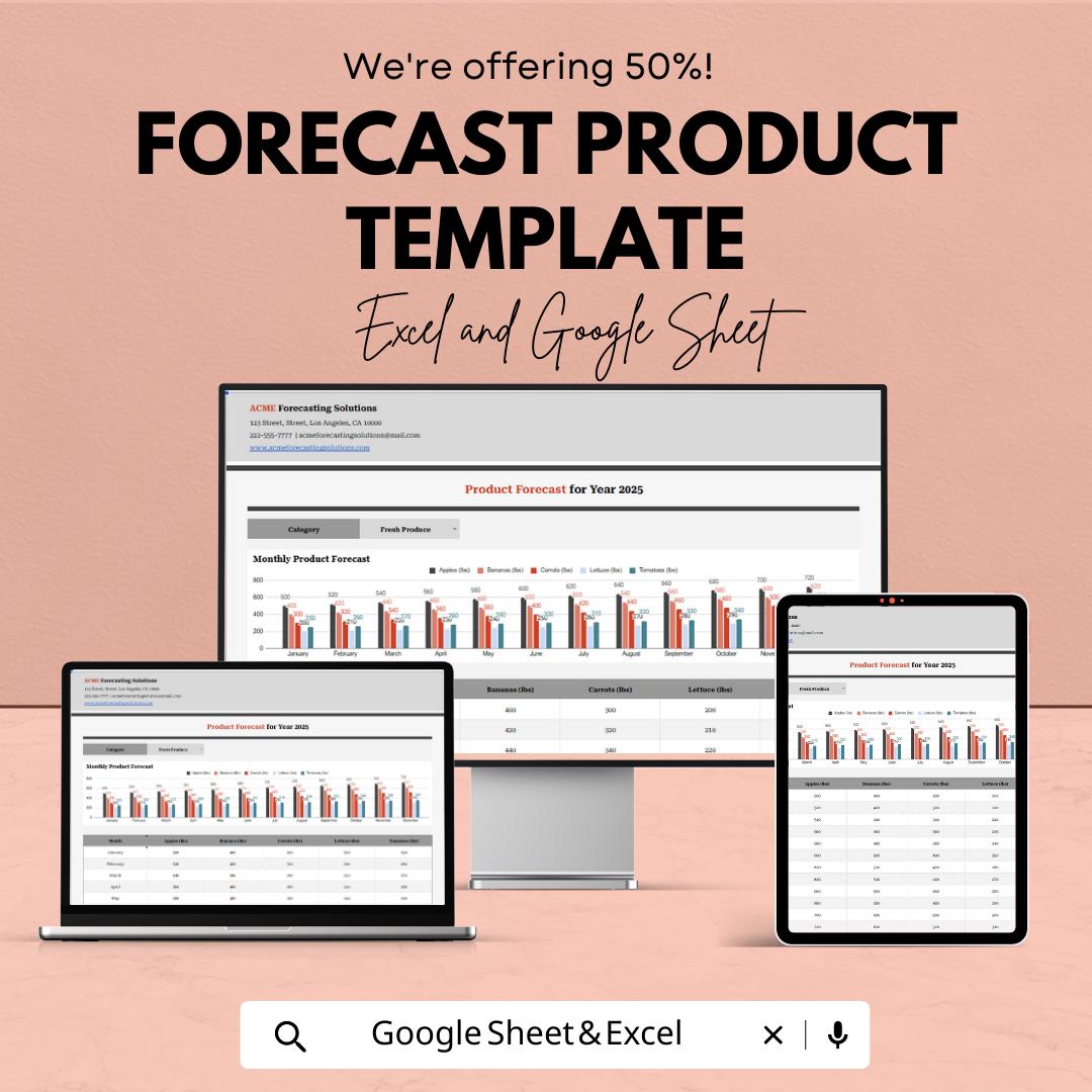 Forecast Product Template | Sales & Demand Forecast Spreadsheet | Inventory Planning Tool | Excel andGoogle Sheets