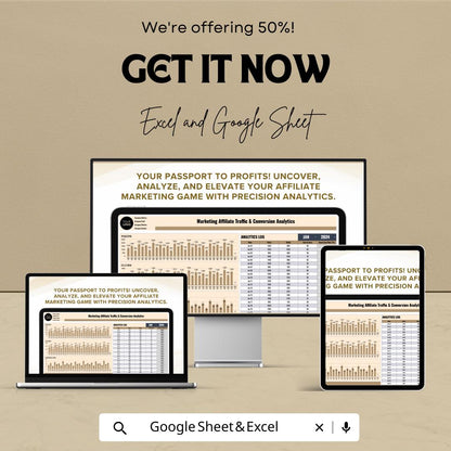 Marketing Affiliate Traffic & Conversion Analytics Template | Affiliate Dashboard | Conversion Tracker | Marketing KPI Template