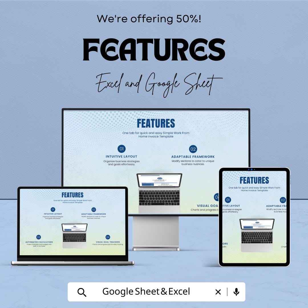 Simple Work From Home Invoice Template | Editable Freelance Invoice | Home Business Billing Template | Digital Download