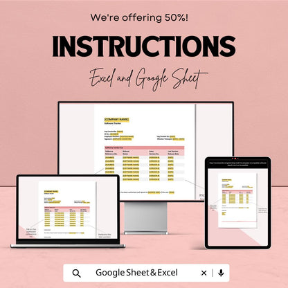 Blank Software Tracker Sheet | Excel and Google Sheets Template | Track Software Versions & Updates | Customizable Tracker
