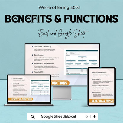 Organizational Operation Template | Business Operations Planner | Workflow and Structure System | Excel & Google Sheets