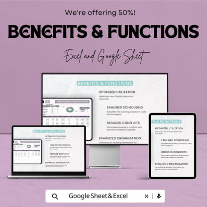 Operations Facility Booking System Template | Room Booking Spreadsheet | Excel & Google Sheets