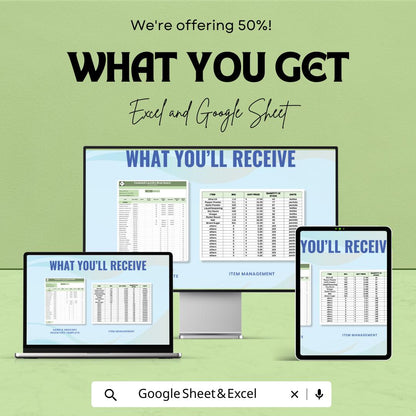 Sample Grocery Inventory Sheet - Excel & Google Sheets Template for Stock Management - Instant Download - 50% Off