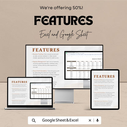 Basic Profit and Loss Sheet - Excel & Google Sheets Template - Simple, Easy-to-Use Financial Tracker