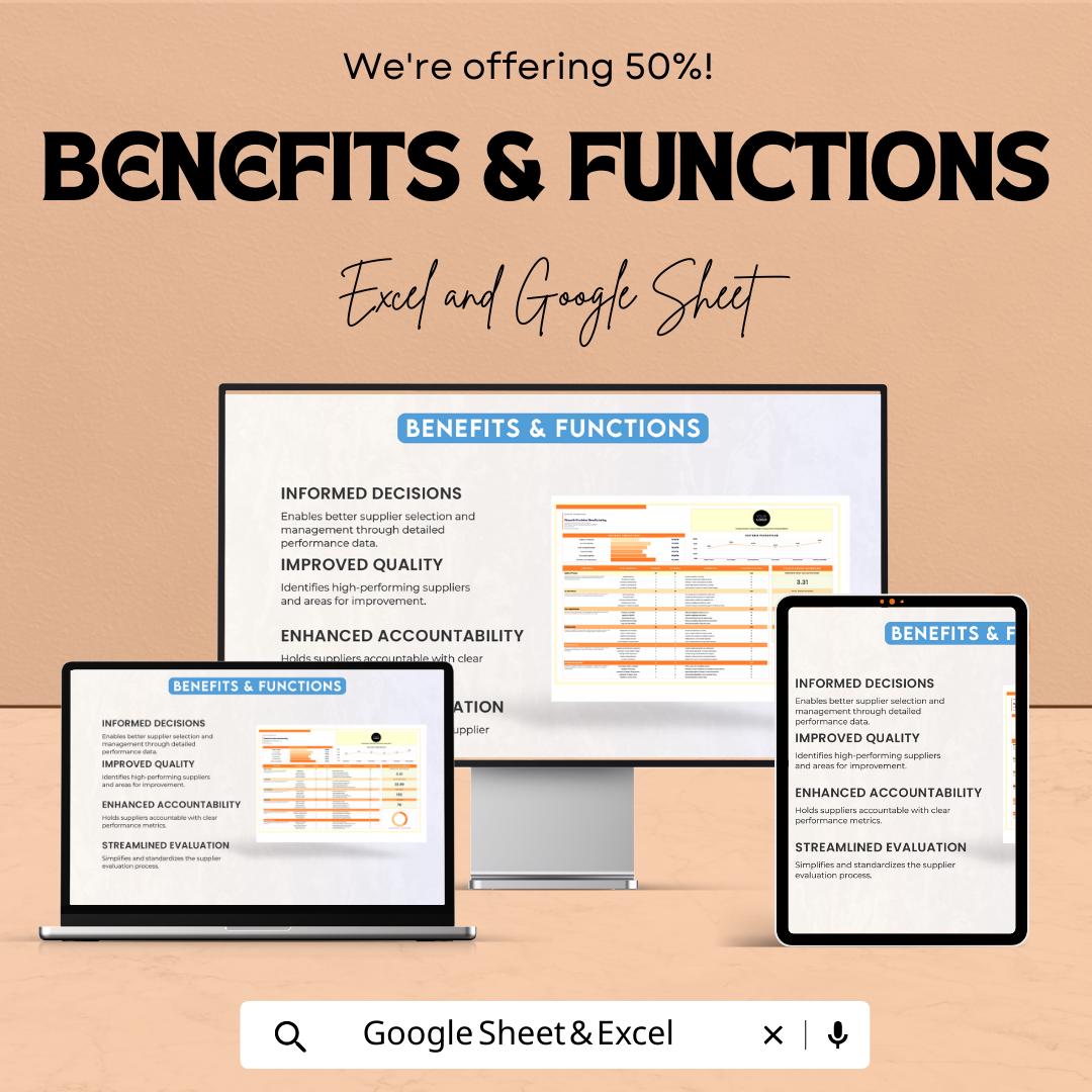 Administration Supplier Scorecard Template | Supplier Performance Tracker | Vendor Evaluation Sheet | Procurement Scorecard