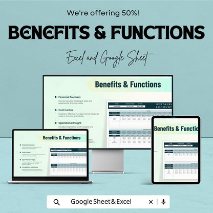 Restaurant Accounting Template | Restaurant Finance Tracker | Income Expense Template | Restaurant Profit and Loss Sheet