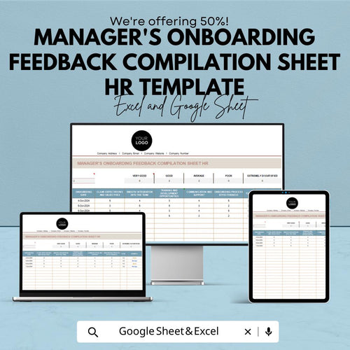 Manager’s On boarding Feedback Compilation Sheet HR Template | Employee Feedback Tracker | HR On boarding Evaluation Form