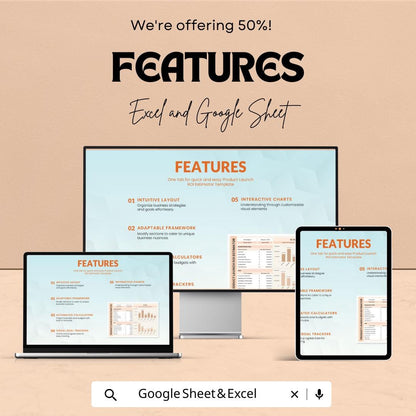 Product Launch ROI Estimator Template | Return on Investment Calculator | Business Planning Spreadsheet | Excel & Google Sheets