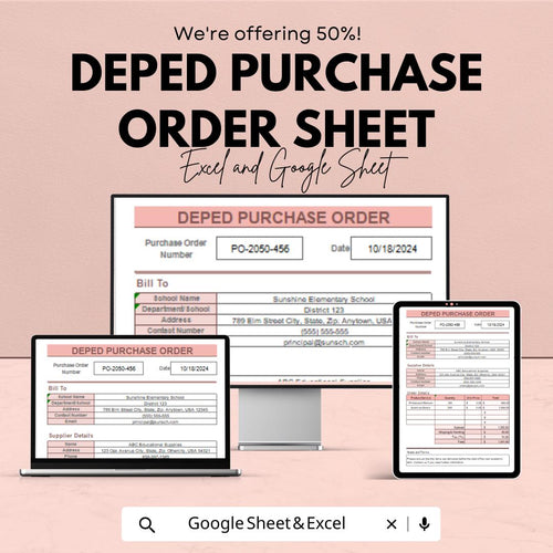 Depend Purchase Order Sheet - Excel & Google Sheets Template - Simplify Procurement, Track Orders, Manage Supplier Information
