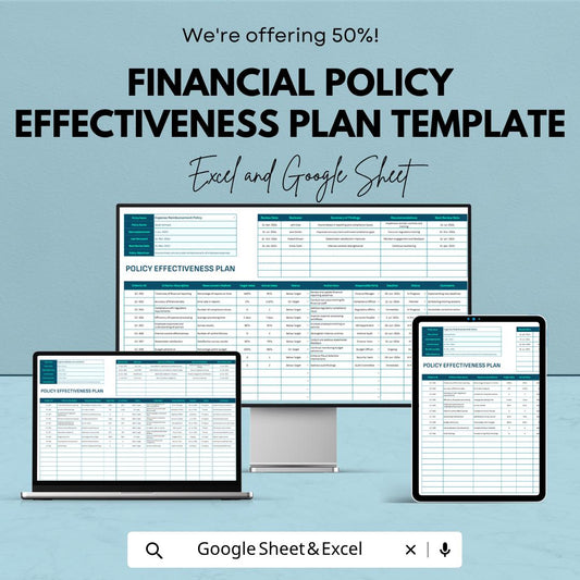 Financial Policy Effectiveness Plan Template | Policy Evaluation Spreadsheet | Compliance Tracker | Audit Planning Sheet