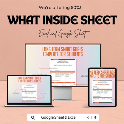 Long Term SMART Goals Template for Students | Academic Goal Planner | Student Goal Setting Worksheet | Study Planning Template