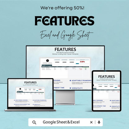 Startup Funding Goal Tracker Template | Fundraising Progress Tracker Spreadsheet | Excel & Google Sheets