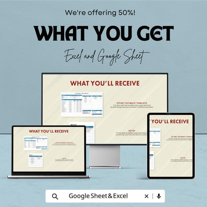 Effort Estimate Template | Project Estimation Spreadsheet | Workload Planning Template | Excel & Google Sheets | Task Cost Estimate Sheet |