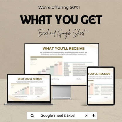 Advanced Career Roadmap Planning Template  | Career Development Planner | Professional Growth Tracker | Career Goals Planner