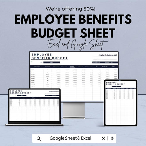 50% OFF - Employee Benefits Budget Sheet - Excel & Google Sheets | Manage Employee Benefits and Expenses | Benefits Tracking Template