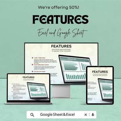Simple Bar Chart Template | Data Visualization Dashboard | Sales & Performance Chart | Editable Graph Template