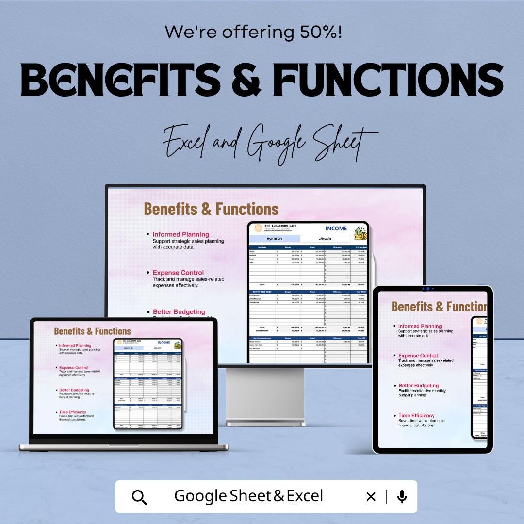 Monthly Sales Budget Template | Sales Budget Spreadsheet | Revenue Tracker Template | Sales Forecast Planner