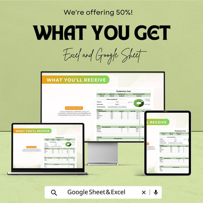 Production Cost Template | Manufacturing Cost Calculator | Costing Spreadsheet | Unit Cost Calculator | Cost Analysis Sheet