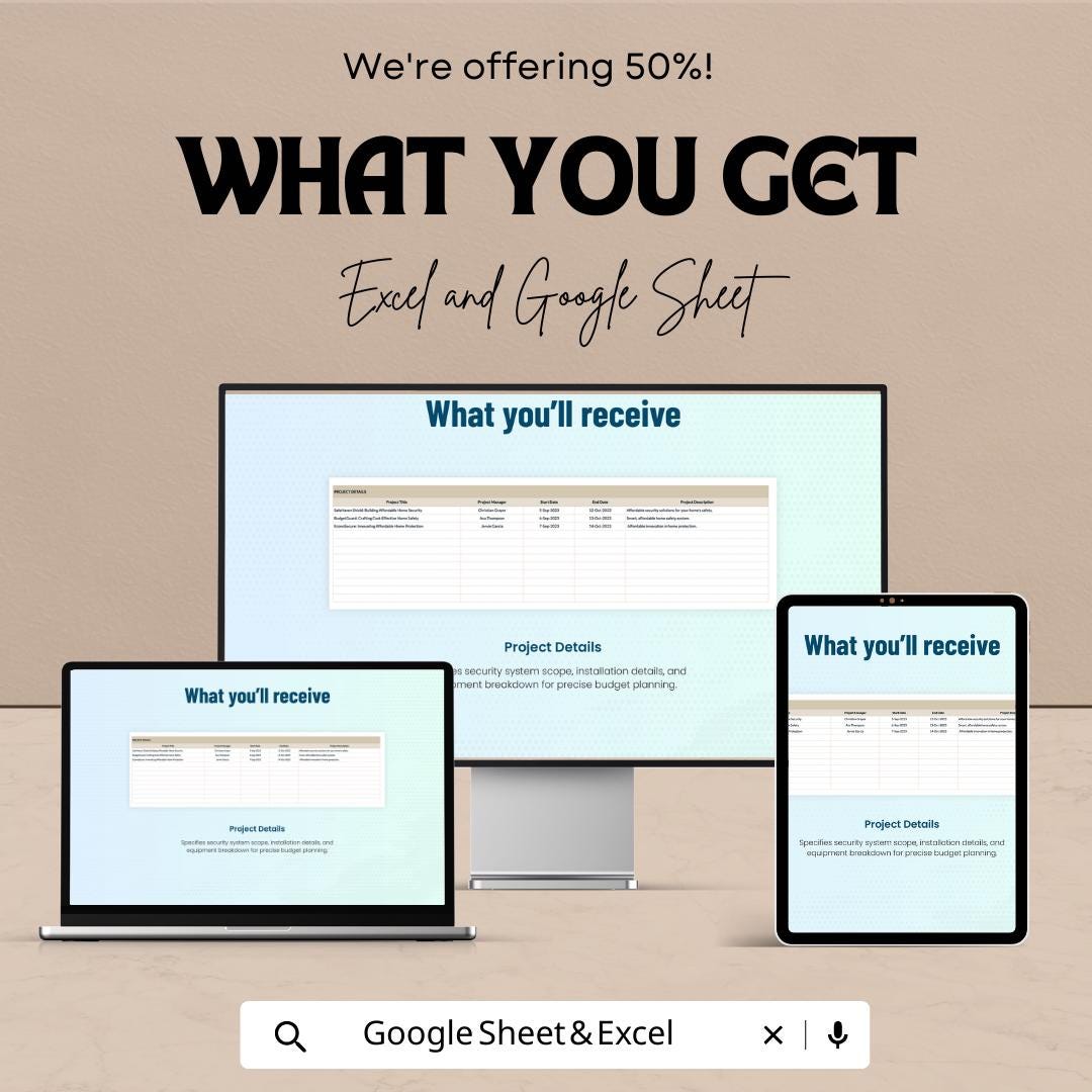 Home Security System Budget Template, Security Project Budget Planner, Installation Cost Tracker, Home Security Spreadsheet