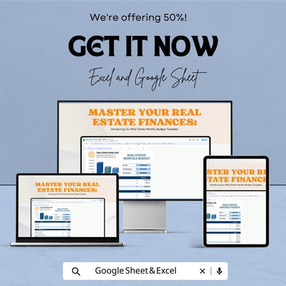 Real Estate Monthly Budget Template |  Property Budget Planner | Rental Income & Expense Tracker | Real Estate Spreadsheet