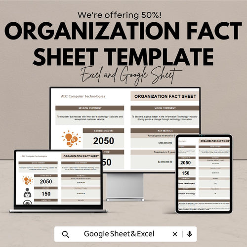 Organization Fact Sheet Template | Company Fact Sheet | Business Overview Template | Editable Corporate Profile Sheet
