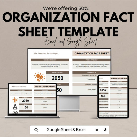 Organization Fact Sheet Template | Company Fact Sheet | Business Overview Template | Editable Corporate Profile Sheet