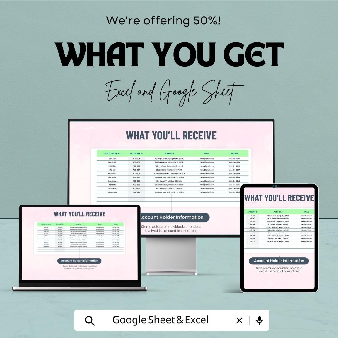 Account Settlement Tracking Template | Payment Tracking Spreadsheet | Settlement Record Log | Account Balance Tracker