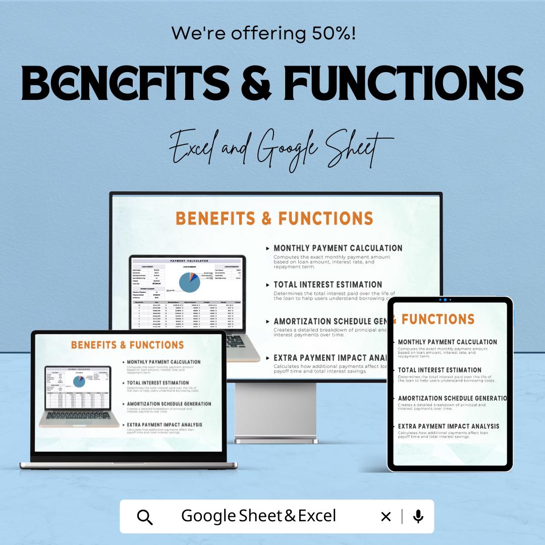 Payment Calculator Sheet - Excel & Google Sheet Template for Loan Management and Budgeting