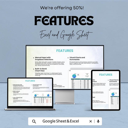 Task Assignment Tracker Template Excel | Team Task Manager Spreadsheet | Project Task Tracker with Gantt Chart | Google Sheets Planner