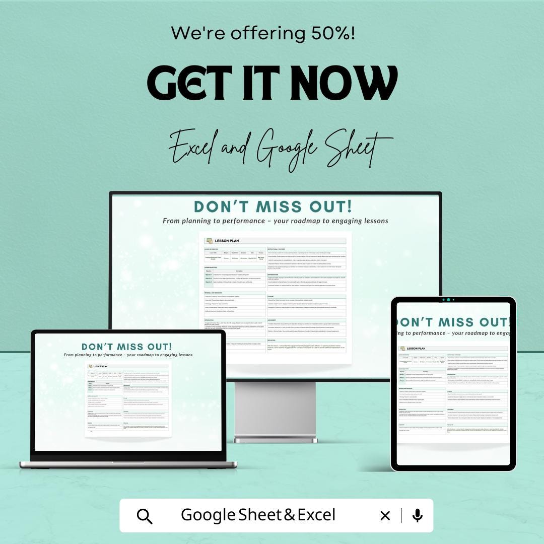 Lesson Plan Template | Teacher Planning Template | Editable Lesson Planner | Classroom Organization Tool | Daily & Weekly Teaching Plan