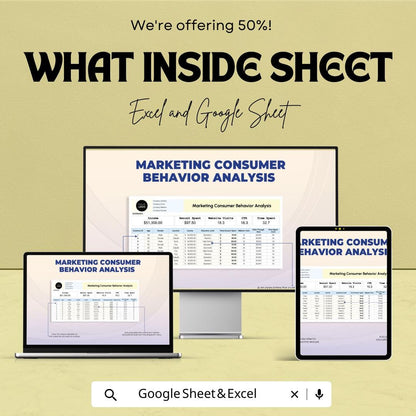 Marketing Consumer Behavior Analysis Template | Excel and Google Sheets | Customer Insights & Marketing Analytics Spreadsheet